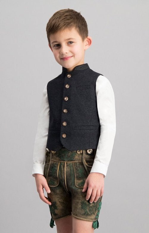 Trachtenweste - Weste Alois jr. in anthrazit - Dirndl.com