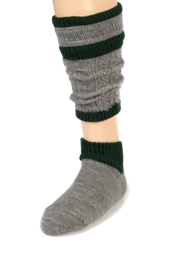 Stutzen - Loferl grau - grün - Dirndl.com