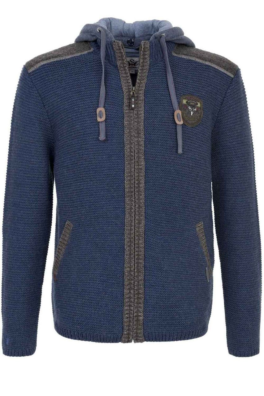 Trachtenstrickjacke - Strickjacke Dakar blau - braun - Dirndl.com