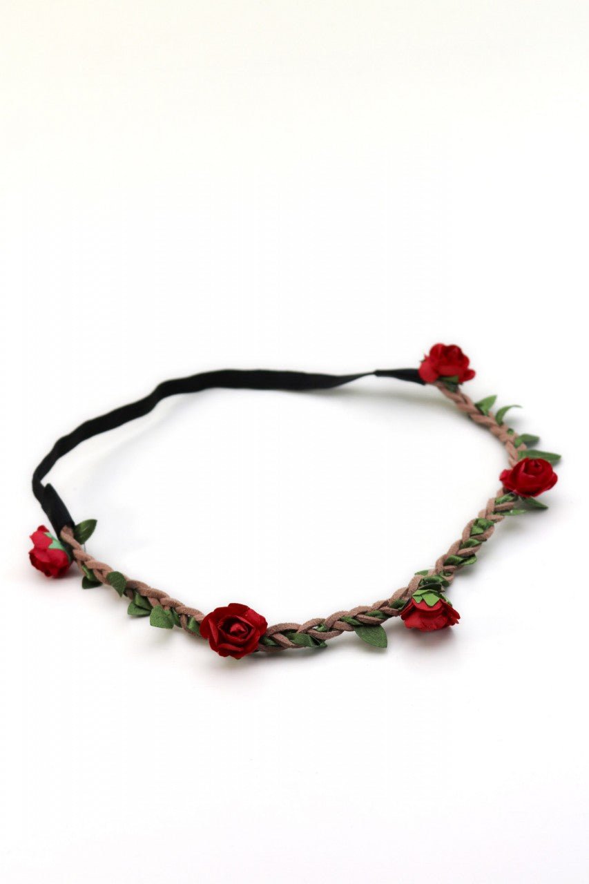 Haarband - Filigranes Haarband mit kleinen roten Blüten - Dirndl.com