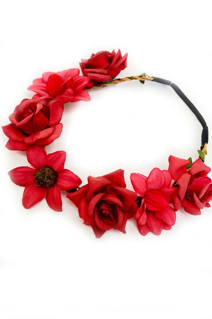 Haarband - Haarband mit roten Blüten - Dirndl.com
