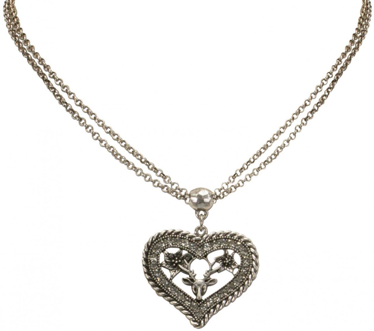 Kette - Halskette Strassherz altsilber - Dirndl.com