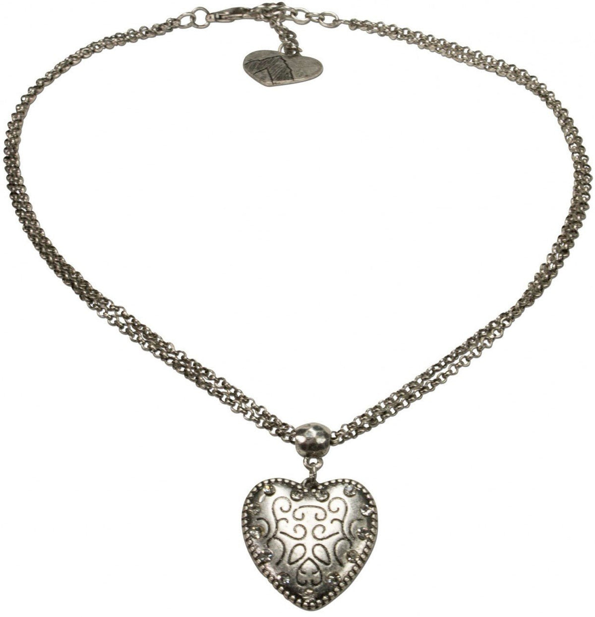 Kette - Halskette Trachtenherz altsilber - Dirndl.com