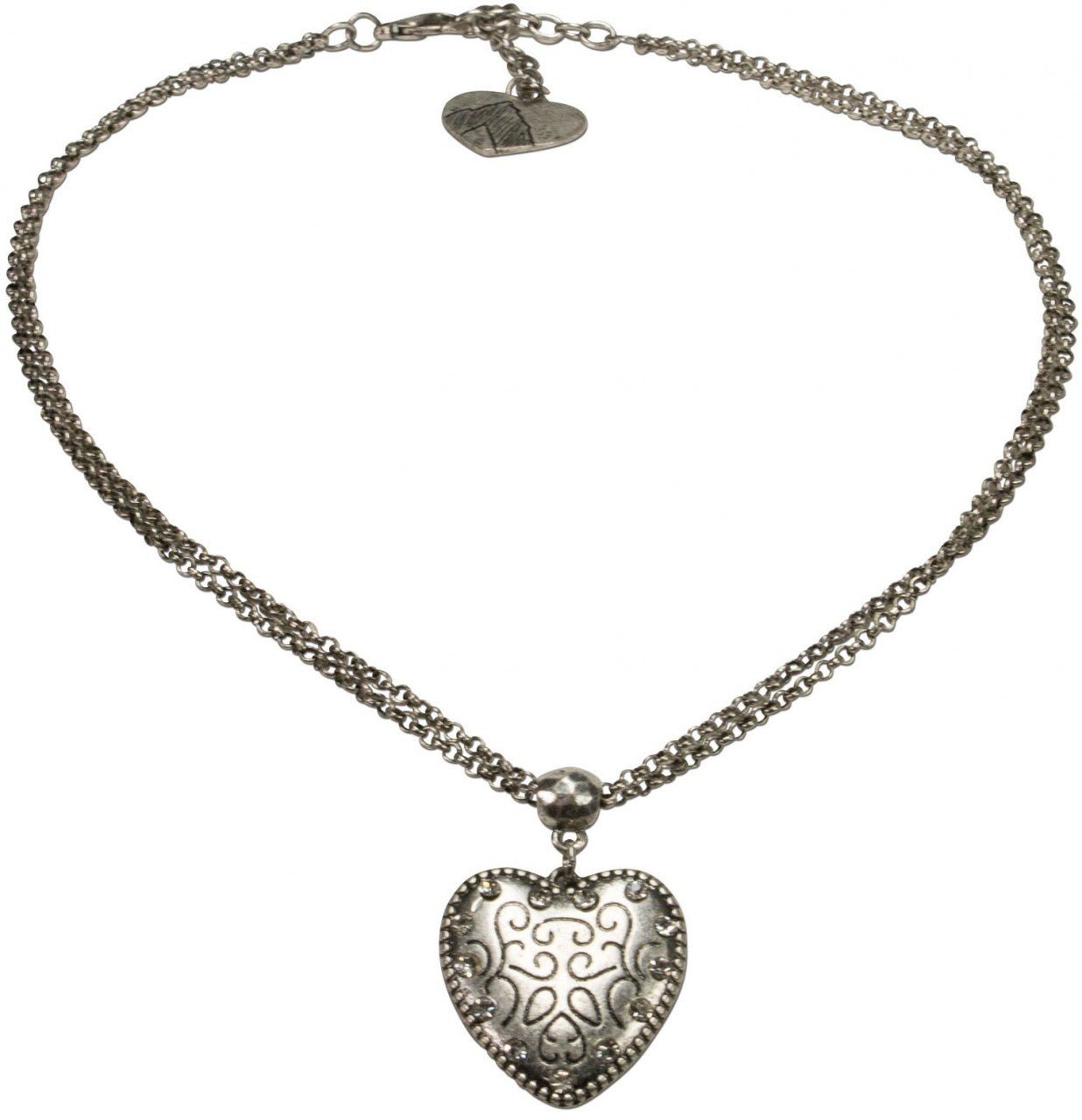 Kette - Halskette Trachtenherz altsilber - Dirndl.com
