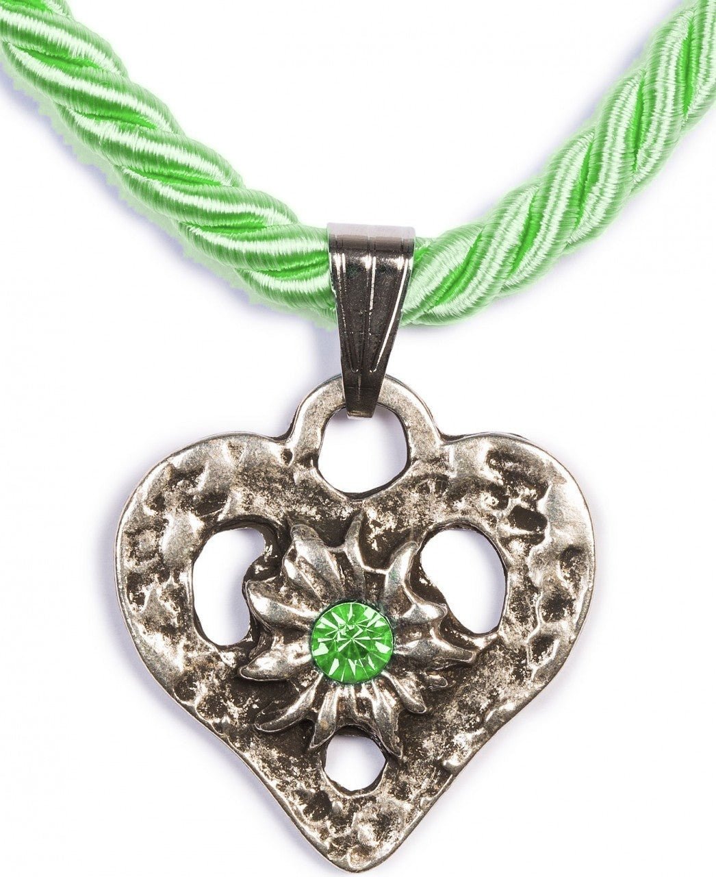 Kette - Kordelkette Herz mit Stein - Dirndl.com