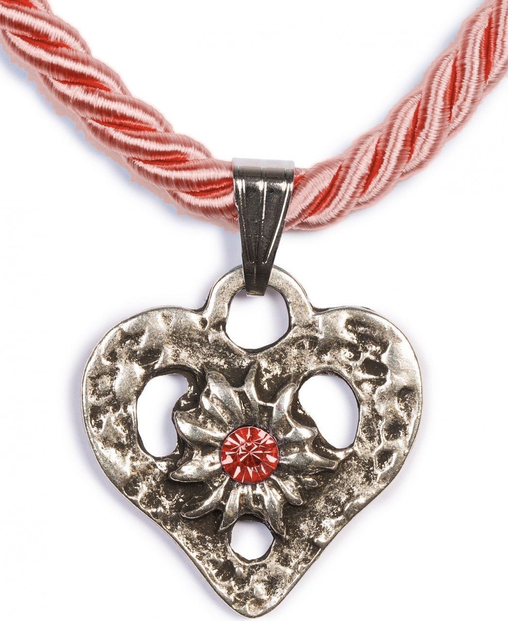 Kette - Kordelkette Herz mit Stein - Dirndl.com