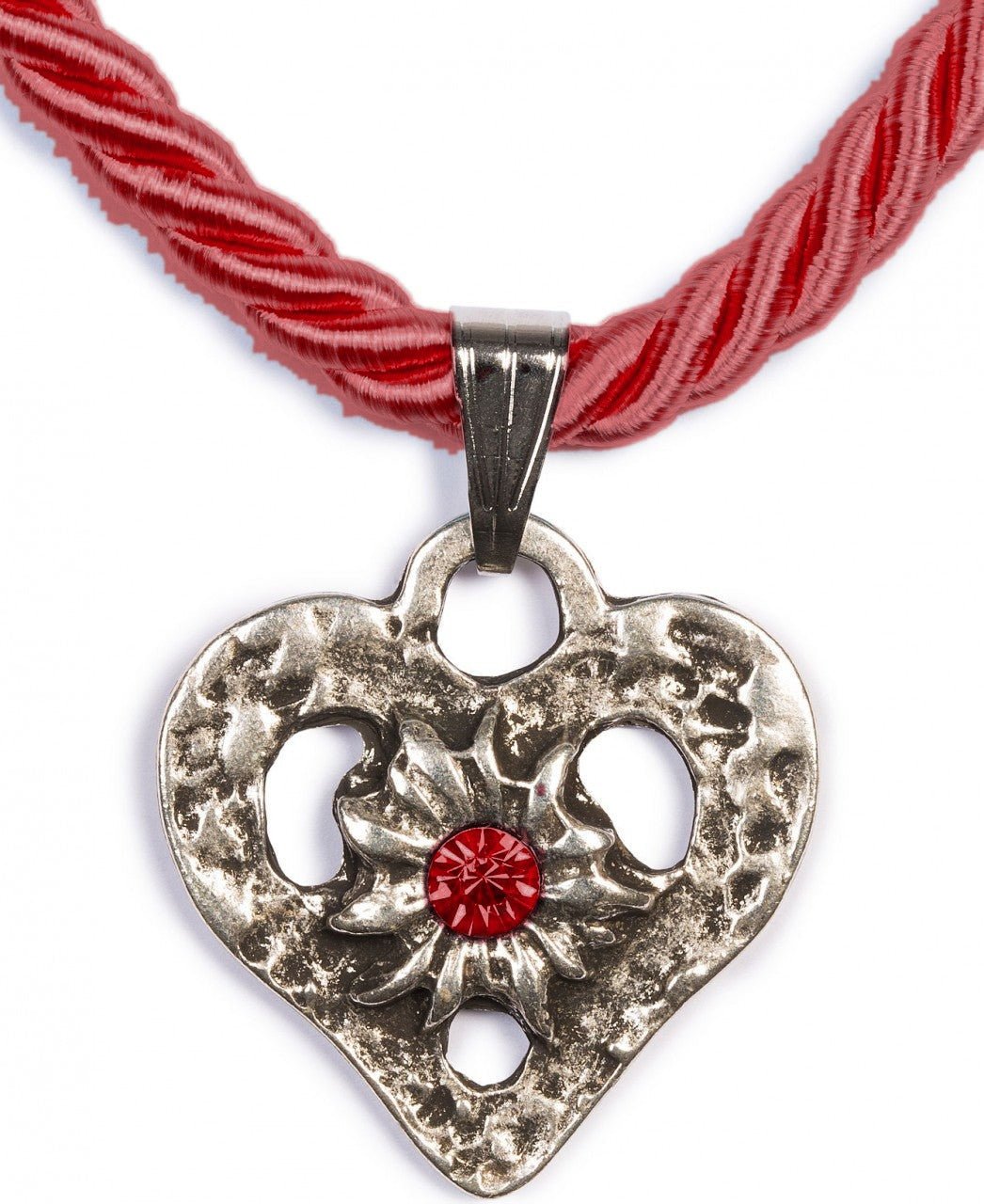 Kette - Kordelkette Herz mit Stein - Dirndl.com