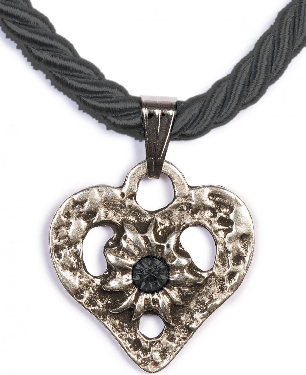 Kette - Kordelkette Herz mit Stein - Dirndl.com