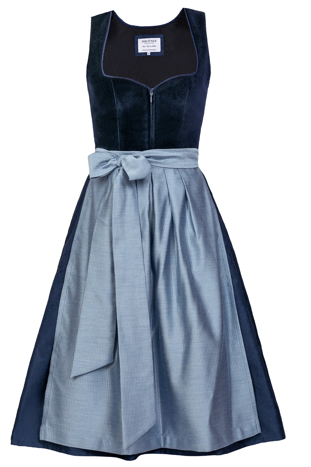 Midi Dirndl Luna Samt Blau