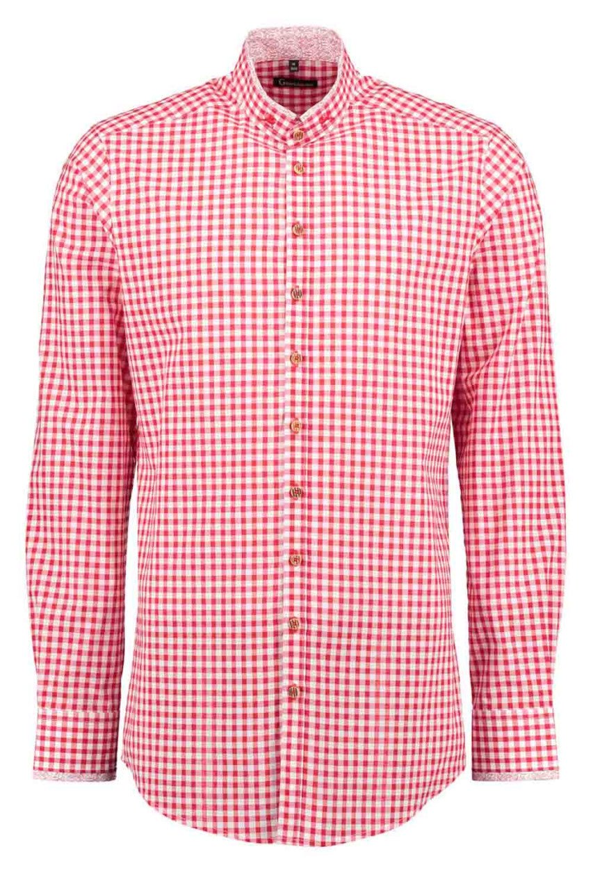 Trachtenhemd - Herrenhemd Paolo rot langarm - Dirndl.com