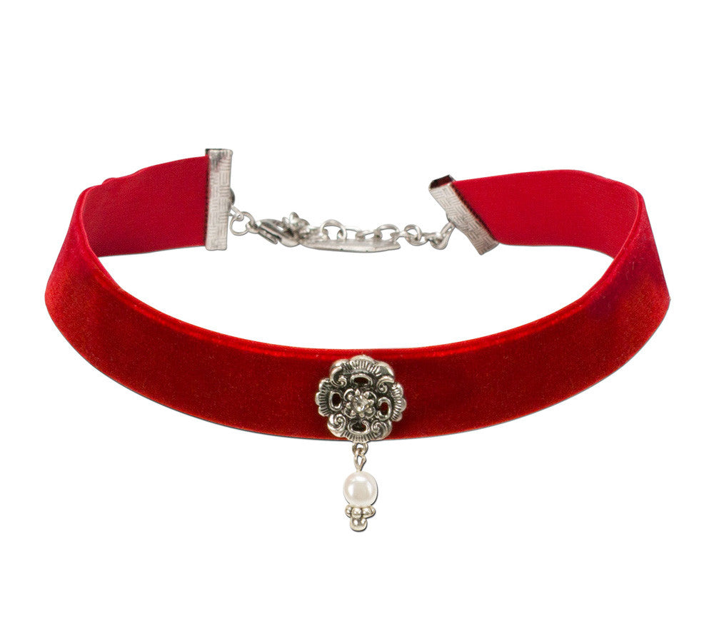 Traditional Choker with Ornament – Red