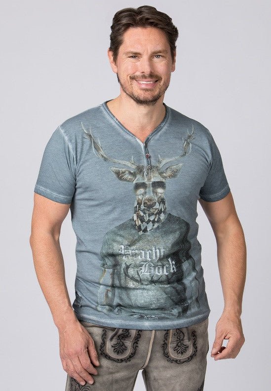 Trachtenshirt - T-Shirt Prachtbock rauchblau - Dirndl.com