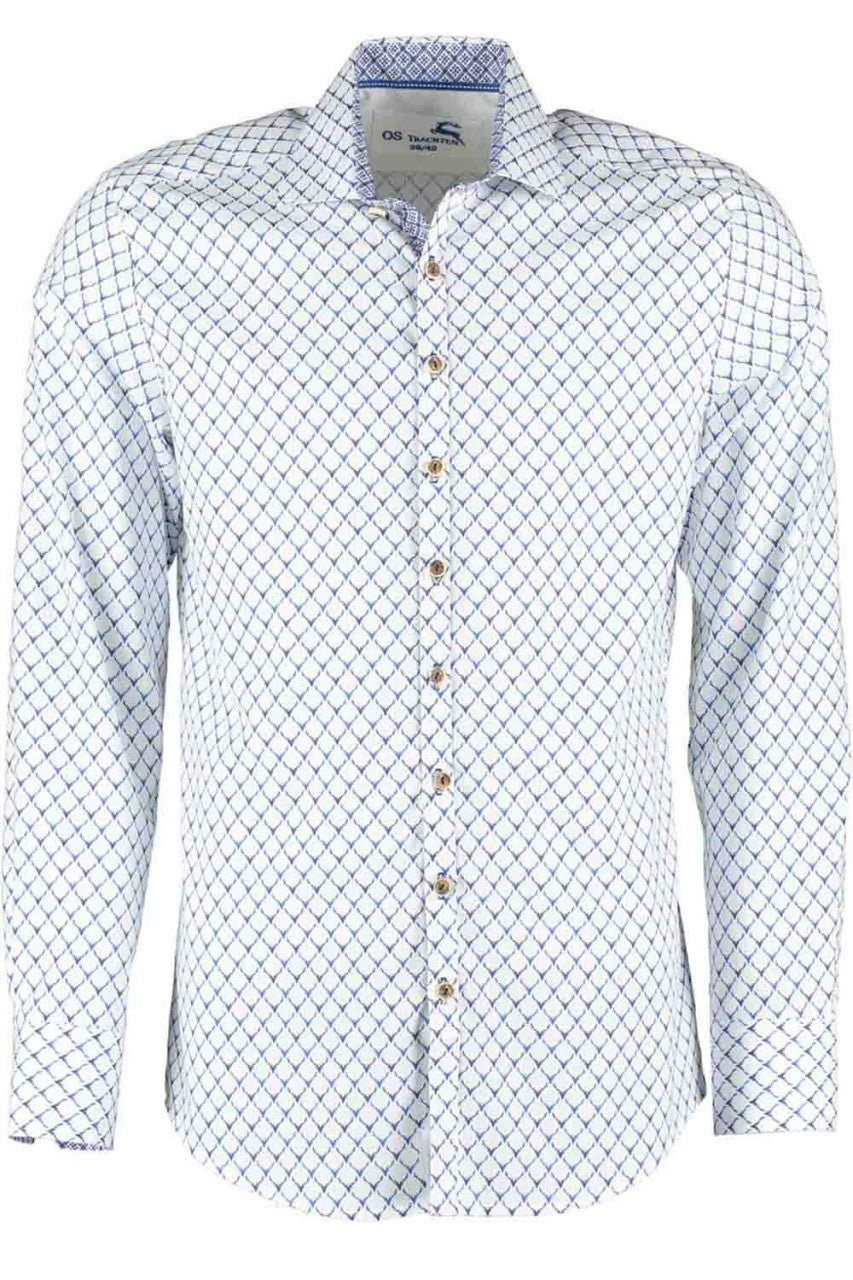 Trachtenhemd - Herrenhemd Silvio blau langarm - Dirndl.com