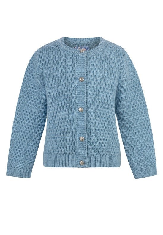 Trachtenjacke - Kinderstrickjacke Franca hellblau - Dirndl.com