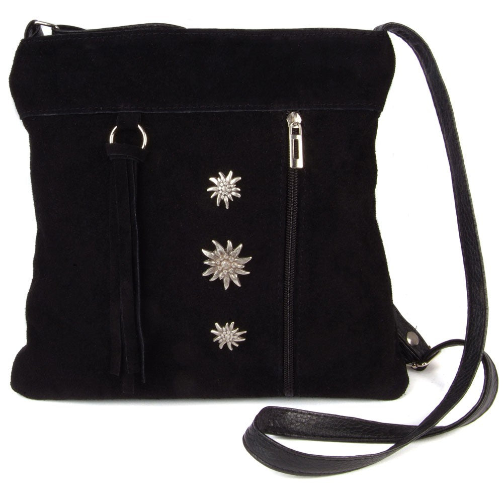 Wildleder-Schultertasche schwarz