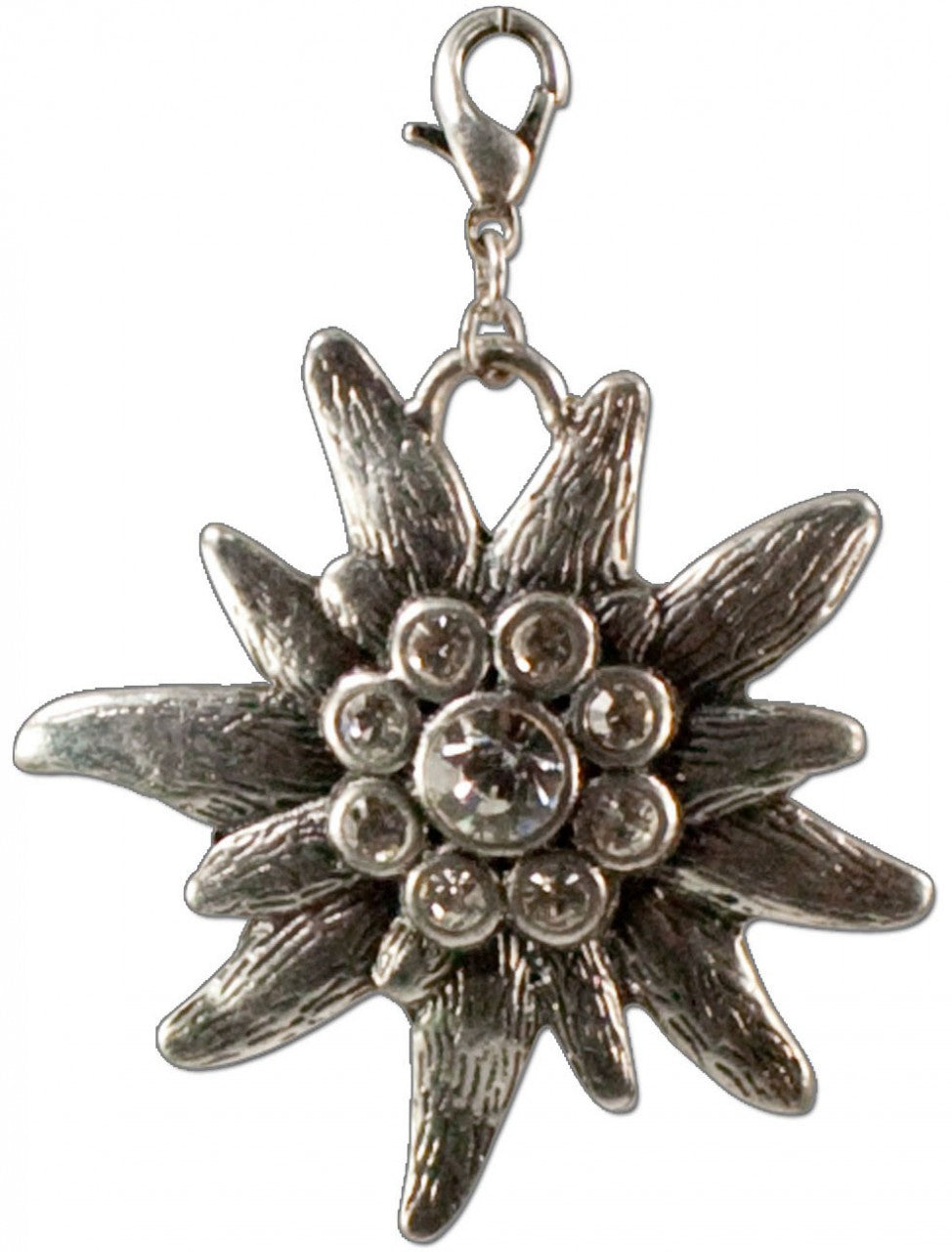 Pendentif costume traditionnel strass edelweiss grand