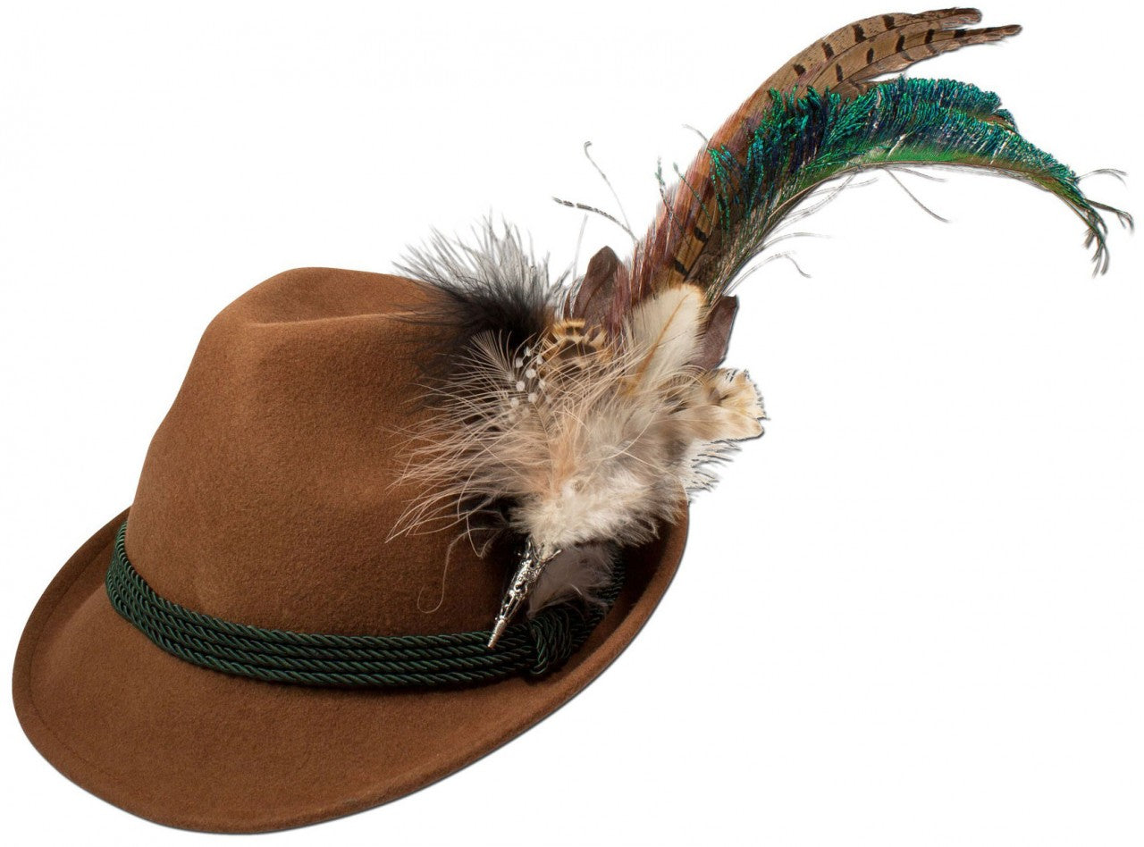 Traditional Felt Hat Peacock Brown