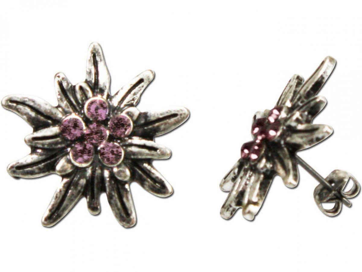 Ohrring Ohrstecker - Trachten Ohrringe Strass altsilber - rosé - Dirndl.com