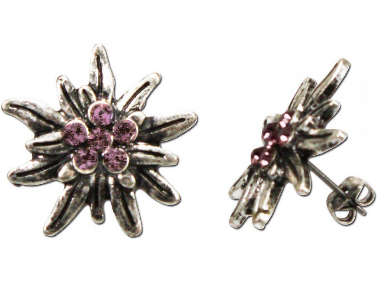 Trachten Ohrringe Strass altsilber-rosé