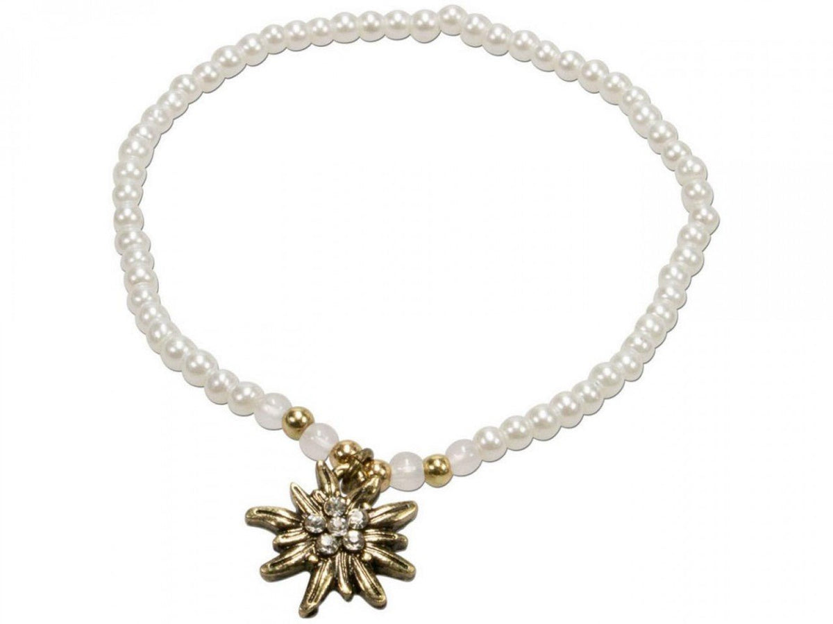 Armband - Trachten Perlenarmband Edelweiß cremeweiß - Dirndl.com