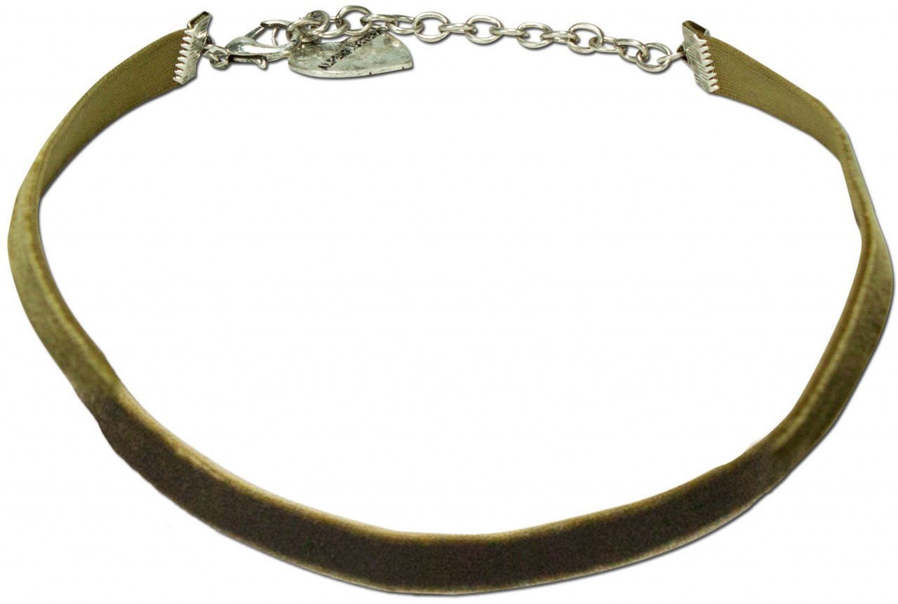 Tour de cou traditionnel en velours Paula vert olive