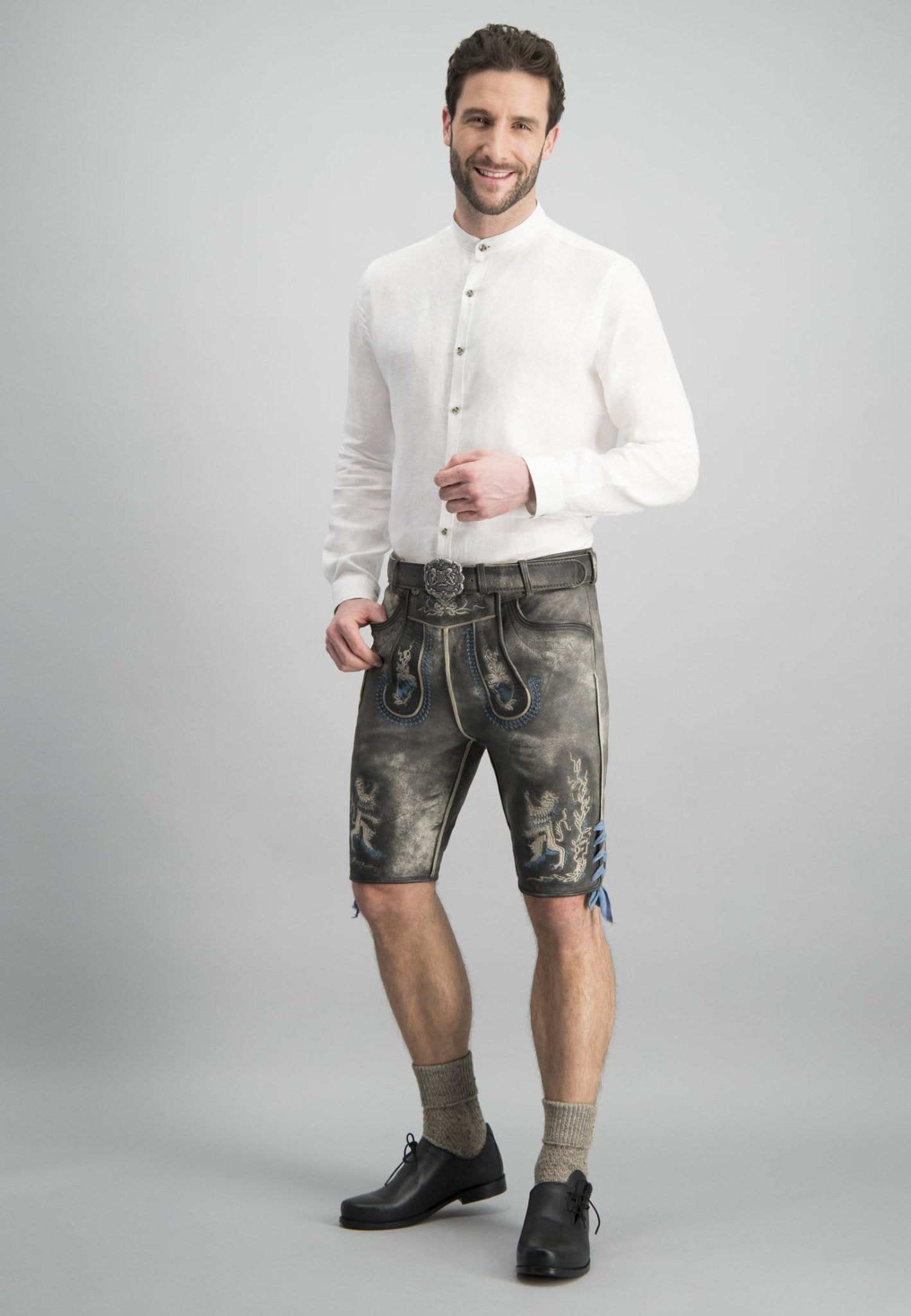 Lederhose - Lederhose Bayern Bua in grau - Dirndl.com