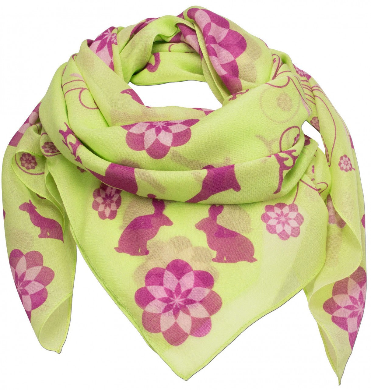 Traditional Scarf Bunny and Deer Light Green