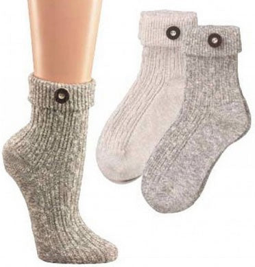 Cuffed Socks with Traditional Button Natural
