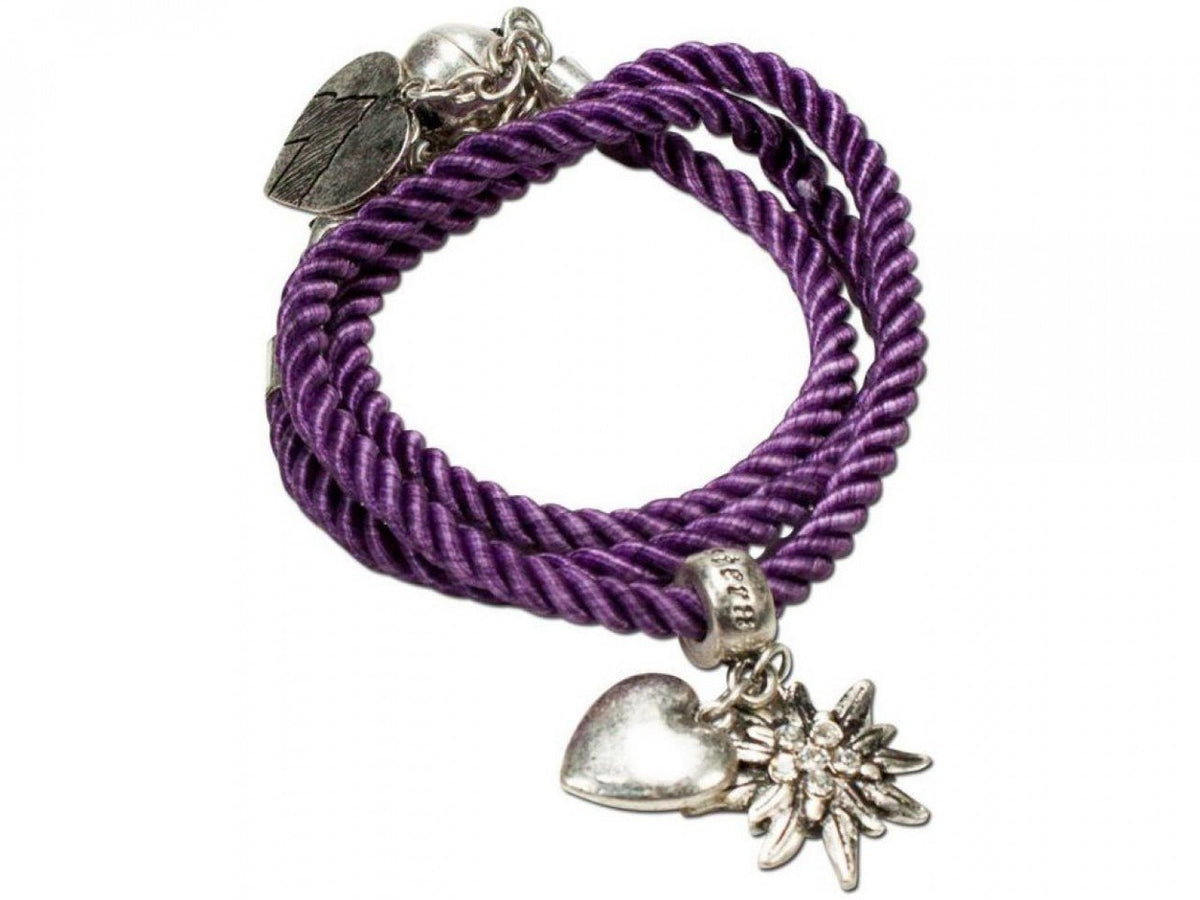 Armband - Wickelarmband Edelweiß lila - Dirndl.com