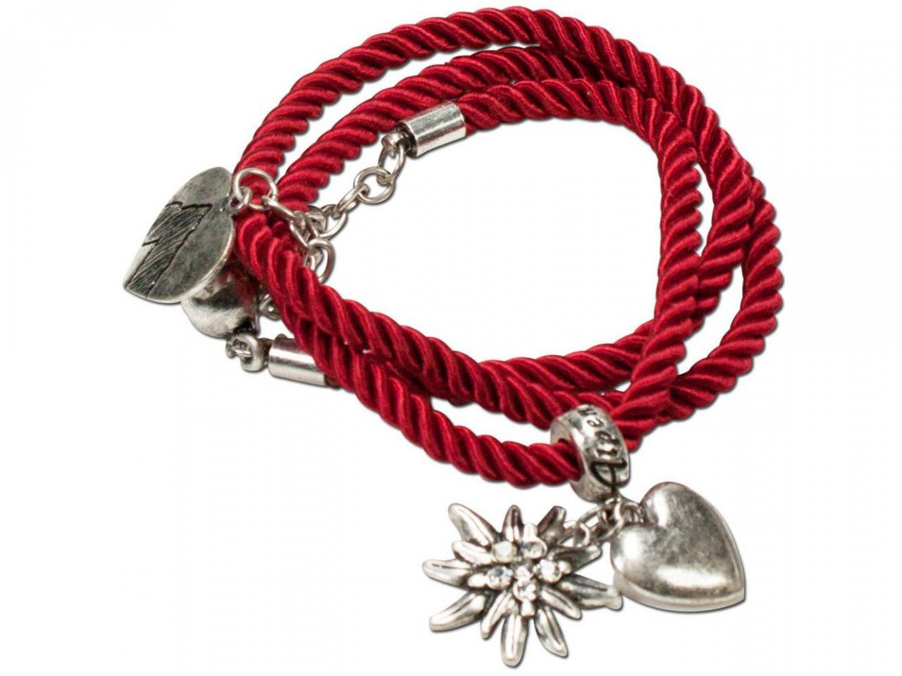 Armband - Wickelarmband Edelweiß rot - Dirndl.com