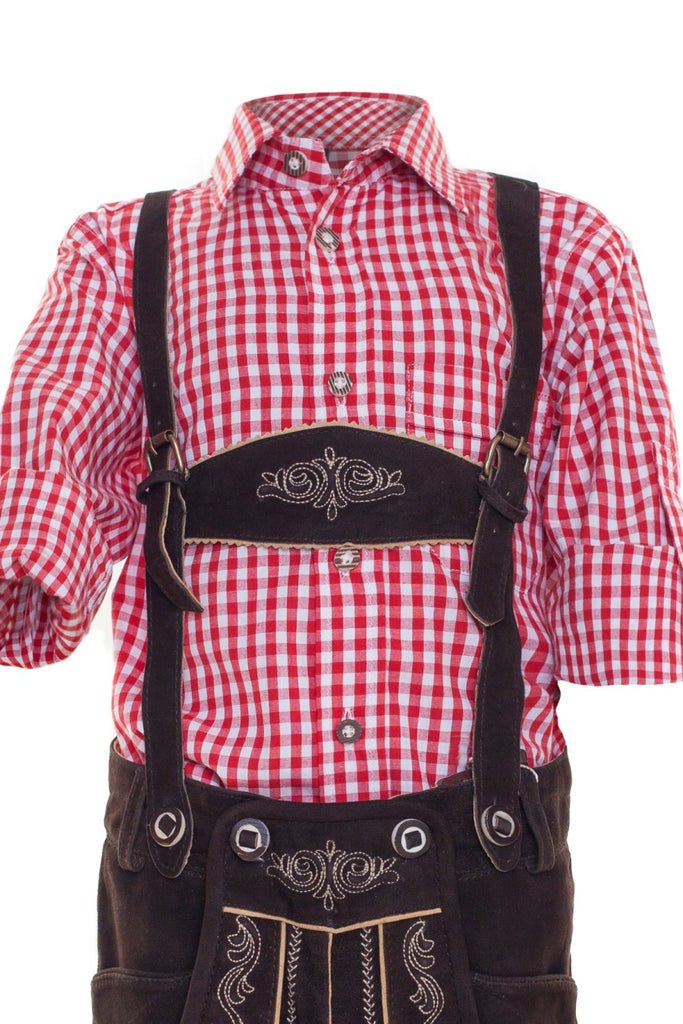 Trachtenhemd - Kindertrachtenhemd rot - Dirndl.com