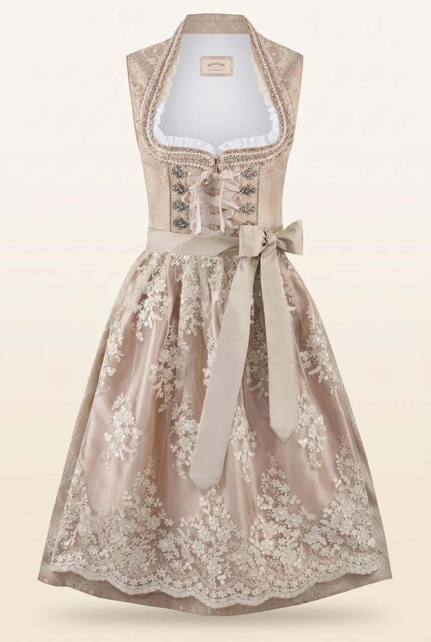 Dirndl Gabrielle creme freigestellt Frontansicht