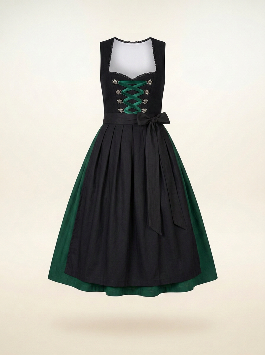Dirndl Set Diana schwarz grün freigestellt Frontansicht