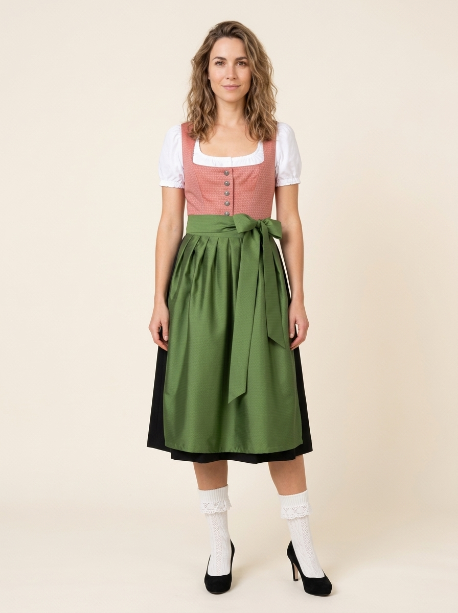Dirndl Genua rosé-grün Frontansicht ganzer Körper