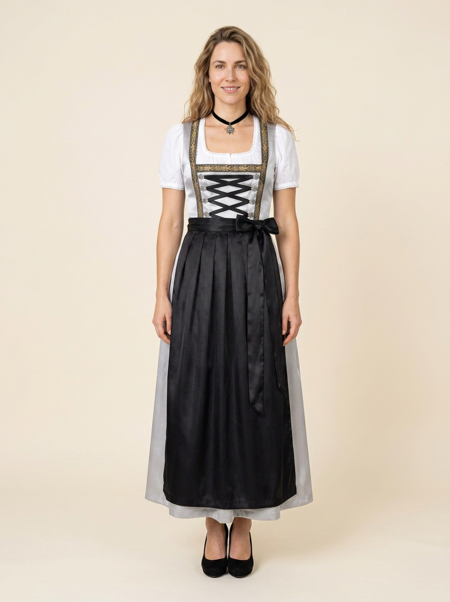 Dirndl Set Pauline Maxi Frontansicht ganzer Körper