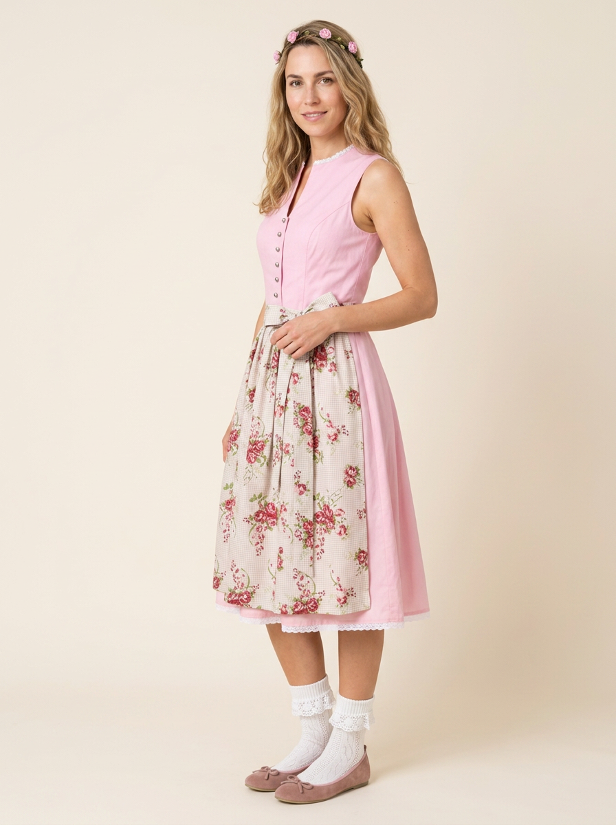 Dirndl Antonia rosa seitlich Dreiviertelansicht
