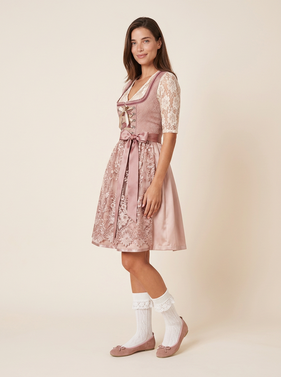 Dirndl Melida altrosa seitlich Dreiviertelansicht