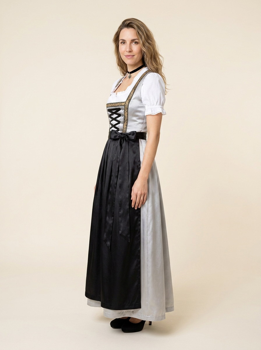 Dirndl Set Pauline Maxi seitlich Dreiviertelansicht