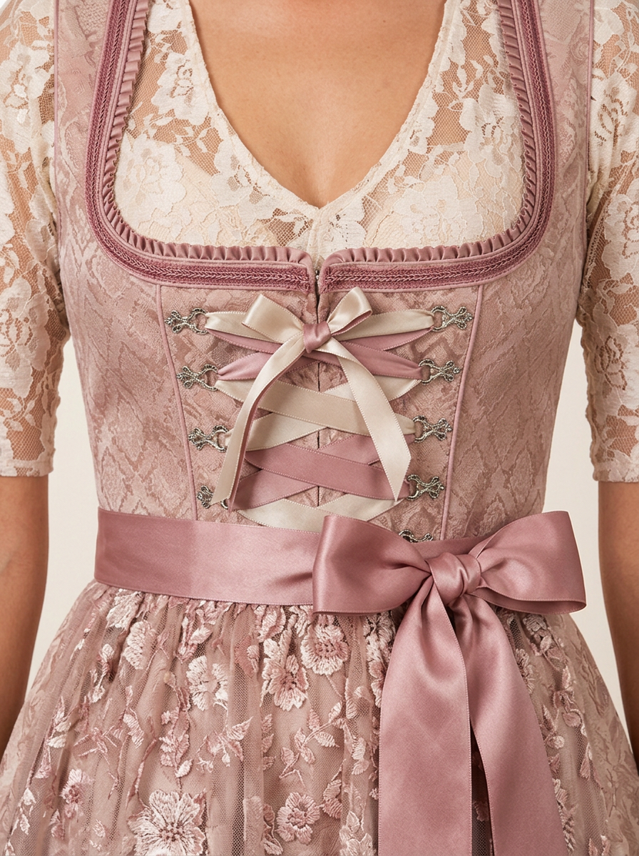 Dirndl Melida Mieder mit zweifarbiger Satinschnürung Detail