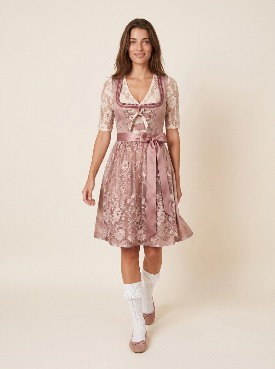 Dirndl Melida altrosa in Bewegung