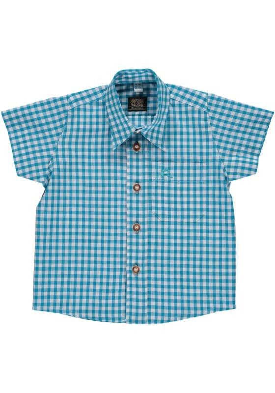 Trachtenhemd - Kinderhemd Tonerl blau kurzarm - Dirndl.com