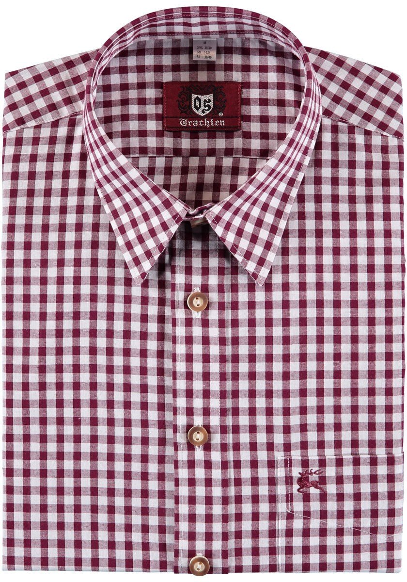 Trachtenhemd - Trachtenhemd Udo rot langarm - Dirndl.com