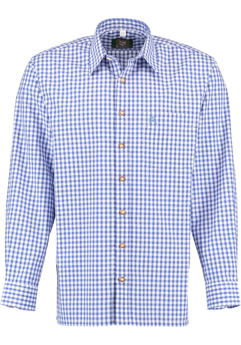 Trachtenhemd - Trachtenhemd Bertl mittelblau langarm - Dirndl.com
