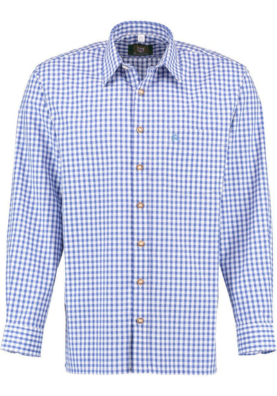 Trachtenhemd - Trachtenhemd Bertl mittelblau langarm - Dirndl.com