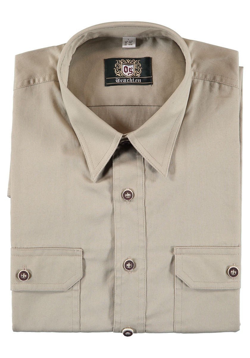 Trachtenhemd - Herrenhemd Hartmut beige langarm - Dirndl.com