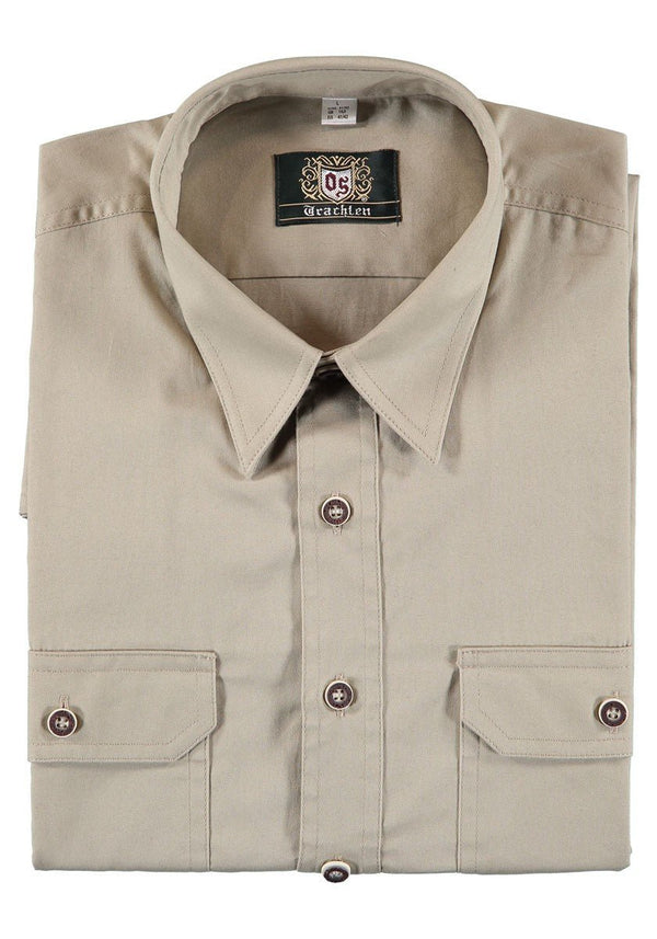 Trachtenhemd - Herrenhemd Hartmut beige langarm - Dirndl.com