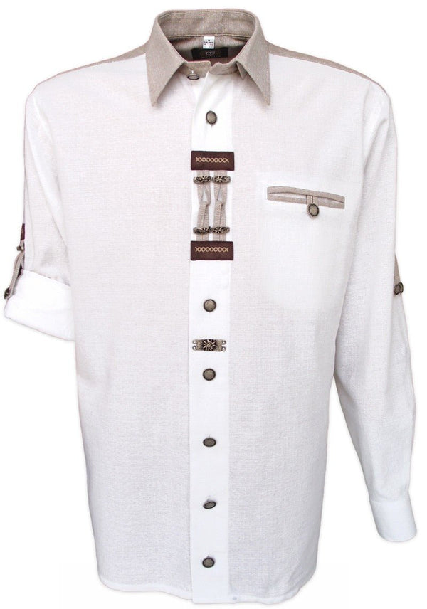 Trachtenhemd - Trachtenhemd Nils weiß langarm - Dirndl.com