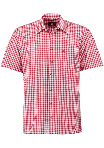 Trachtenhemd - Trachtenhemd Rodrigo rot kurzarm - Dirndl.com