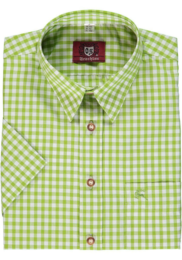 Trachtenhemd - Herrenhemd Konrad grasgrün kurzarm - Dirndl.com