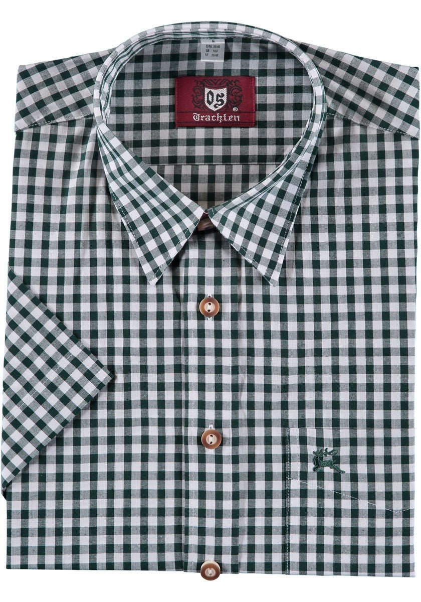 Trachtenhemd - Trachtenhemd Bertl dunkelgrün langarm - Dirndl.com